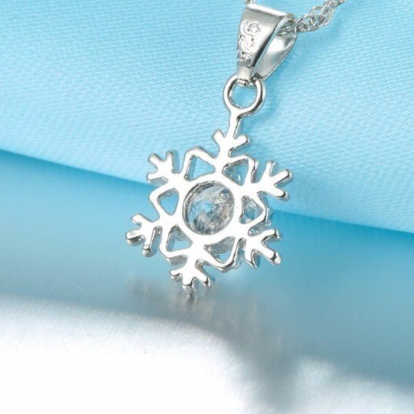 🌟 925 Sterling Silver Necklace Earrings Snowflake Set Drop - Picture 5 of 7